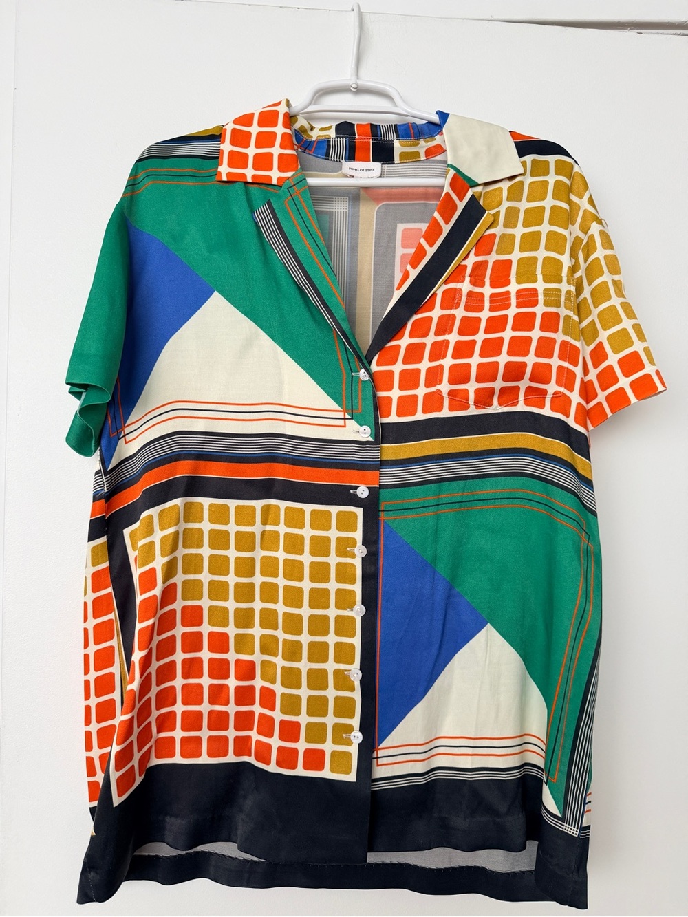 Song of Style NWOT Short-Sleeve Geometric Print Shirt & Short Set Green- Blue